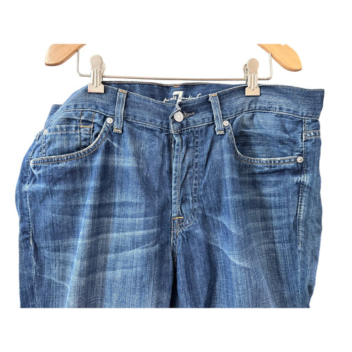 7 For All Mankind Standard Fit Jeans sz 34 Dark Distressed Wash