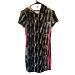 Black and White Hooded T-Shirt Dress with Hot Pink Stripe sz Juniors Small