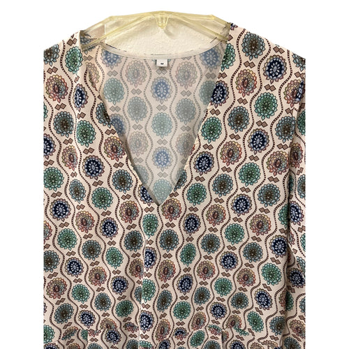 Tunic Boho Style Long Sleeve Dress with Geometric Pattern sz Medium