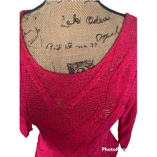 Bright Pink Cable-knit Sweater Small