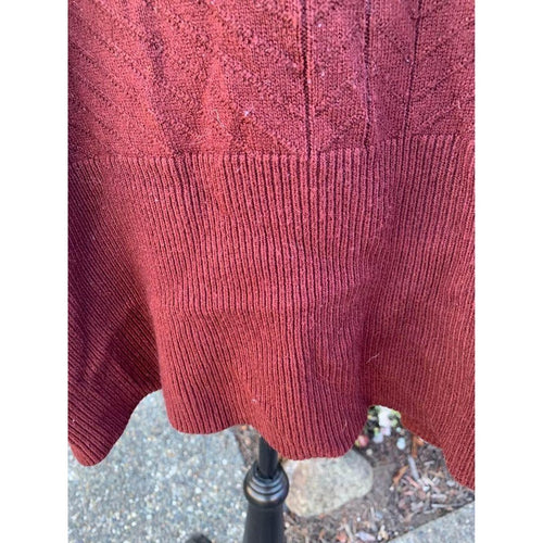 Burgundy Long Sweater Worthington 1X Lined V Pattern with Split up Sides