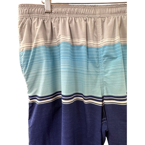 Blue and Gray Striped Men's Swim Shorts sz XL