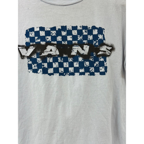 Vans Logo T-shirt Small with Blue Checked Design