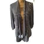 Chico's Brown & White Striped Layered Front Jacket Medium