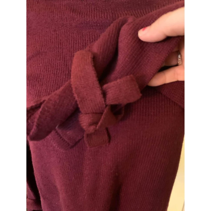 Maroon XL Sweater Crew Neck Collar with Tie Accents at Wrist