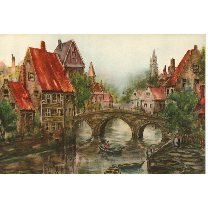 Vintage Calendar Print European Waterway