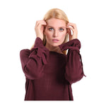 Maroon XL Sweater Crew Neck Collar with Tie Accents at Wrist