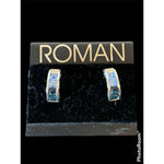 Roman Silver Cuff Earrings with Topaz Color Gemstones