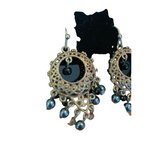 Vintage Bronze with Black Opalescent Beads Chandelier Earrings